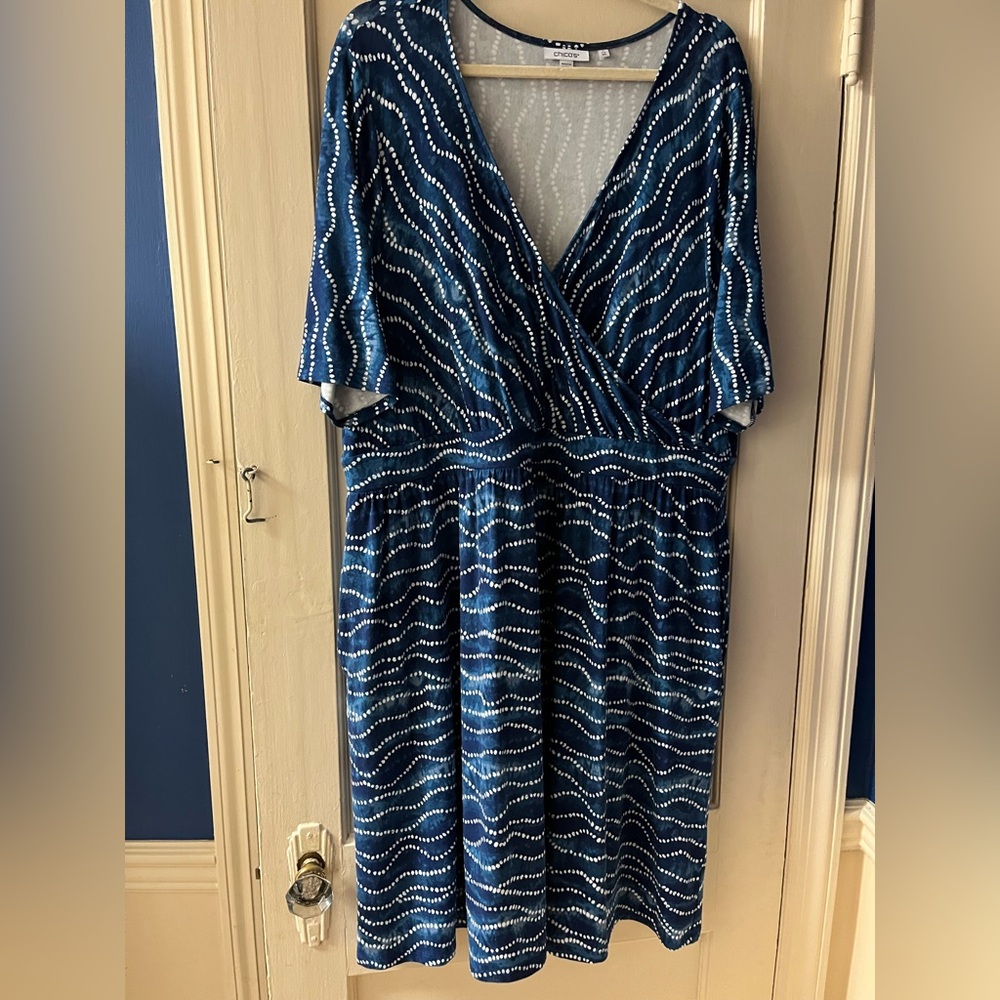 Chico's Navy and White Midi Dress
